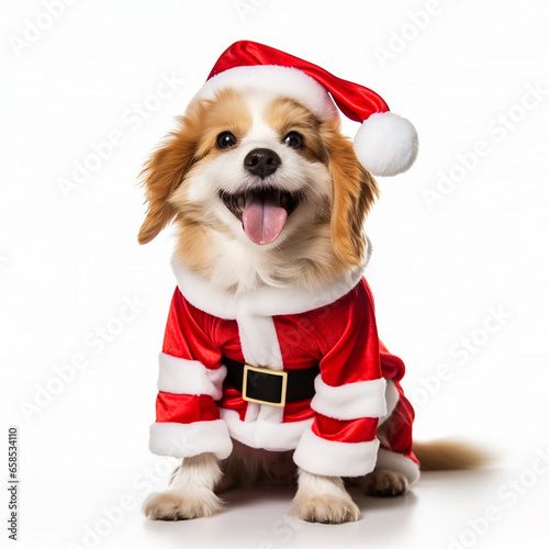 Funny dog in santa hat isolated. © Svetlana Rey