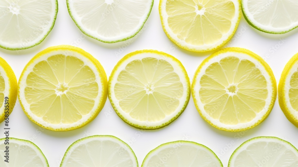 the citrus fruit. lime, orange, and lemon. Slices on a white backdrop, isolated. Collection.