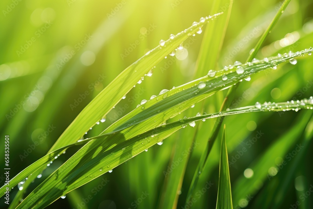 Fresh green grass with water drops close up. Fresh green grass with water drops close up.