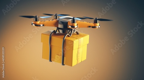 A drone carrying a package ready for delivery.