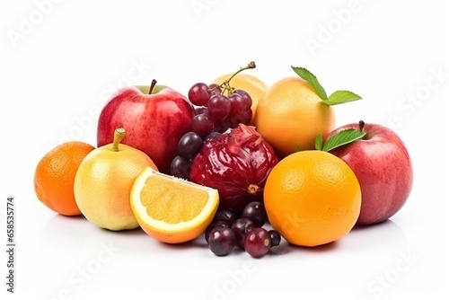 Different fruits on white isolated background