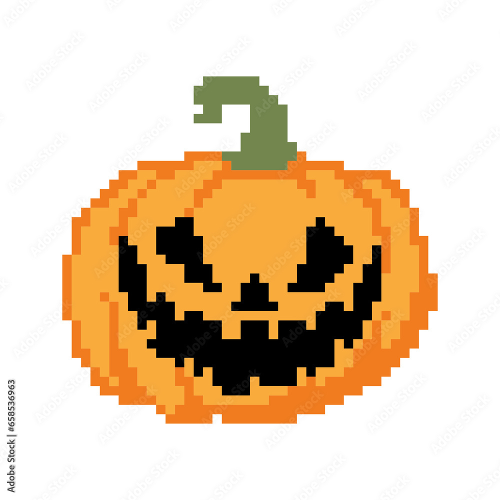 Scary Pumpkin Halloween Pixel Art Scary Pumpkin Halloween Pixel Art