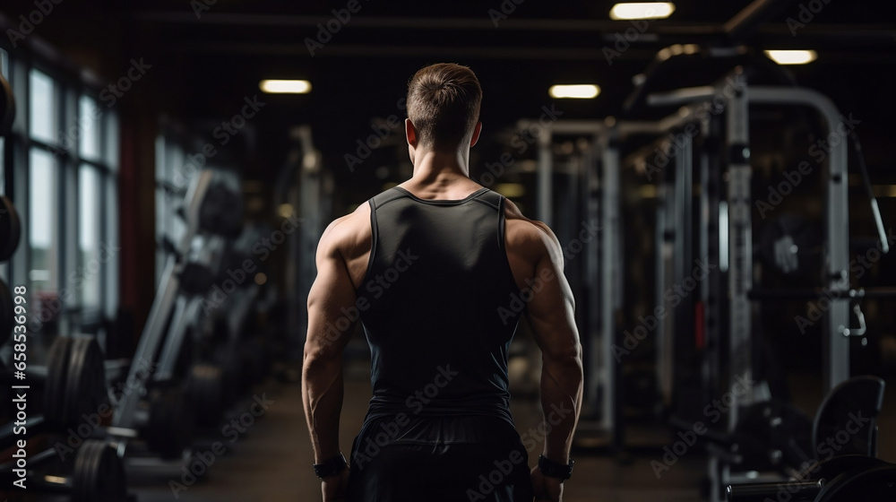 Sportif, qui entre dans sa salle de sport, fitness pour activité Sportif, qui entre dans sa salle de sport, fitness pour activité