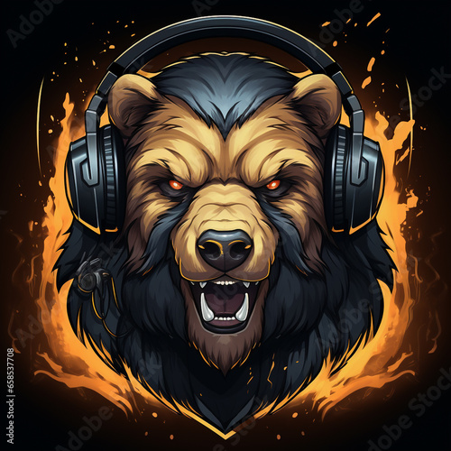 Bear grizzly gamer logo abstract illustration