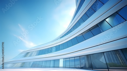 Low angle view of futuristic architecture, Skyscraper of office building with curve glass window