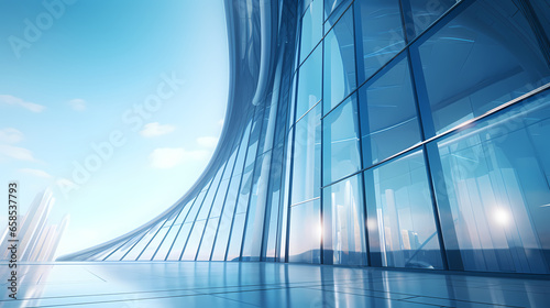 Low angle view of futuristic architecture, Skyscraper of office building with curve glass window