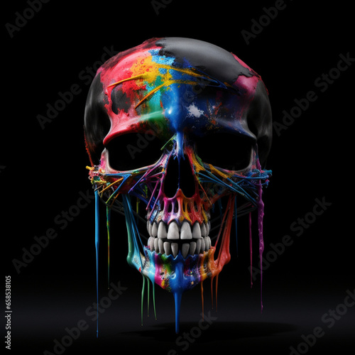 futurystyczna czaszka człowieka w kolorach tęczy © siwyk