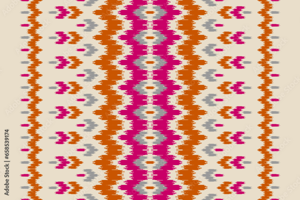Carpet ethnic pattern art. Ikat ethnic seamless pattern in tribal. American, Mexican style. Design for background, wallpaper, illustration, fabric, clothing, carpet, textile, batik, embroidery.