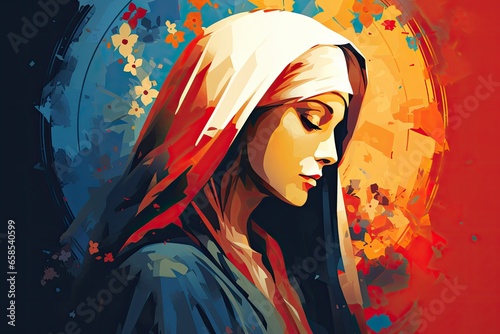 Beautiful Holy Virgin Mary Illustration