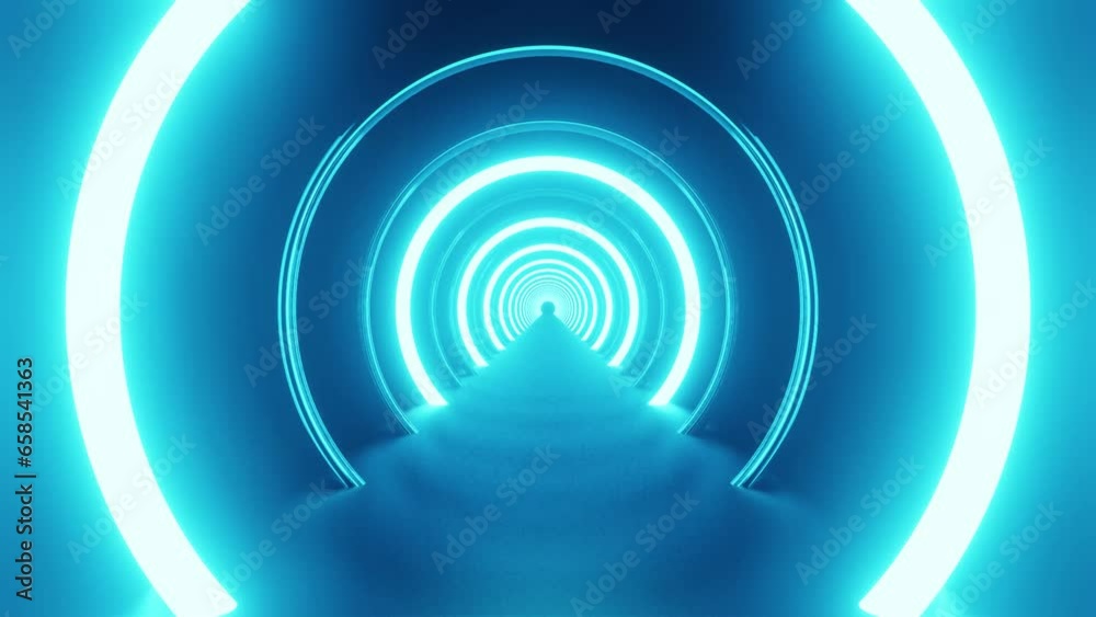 Blue bright ring runnel VJ loop background