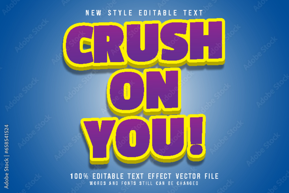 Fototapeta premium crush on you editable text effect emboss modern style