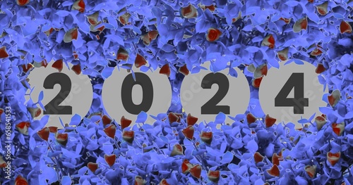 New year 2024 with flowers, animation concept of increasing personal growth in the year of the dragon photo