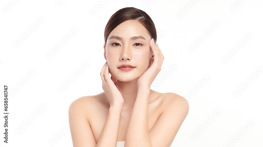 Beautiful young asian woman with clean fresh skin on white background, Face care, Facial treatment, Cosmetology, beauty and spa, Asian women portrait. Beautiful young asian woman with clean fresh skin on white background, Face care, Facial treatment, Cosmetology, beauty and spa, Asian women portrait.