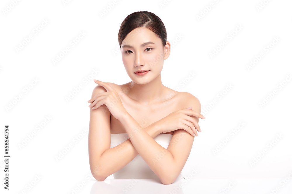 Beautiful young asian woman with clean fresh skin on white background, Face care, Facial treatment, Cosmetology, beauty and spa, Asian women portrait. Beautiful young asian woman with clean fresh skin on white background, Face care, Facial treatment, Cosmetology, beauty and spa, Asian women portrait.