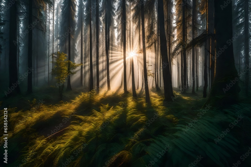 sunrise in the forest