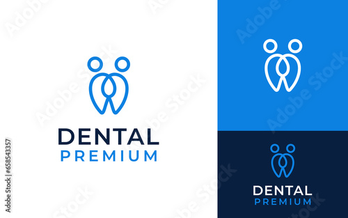Creative Simple Tooth Teeth Dent Dental Care Abstract Human People Hug Logo Design Branding Template