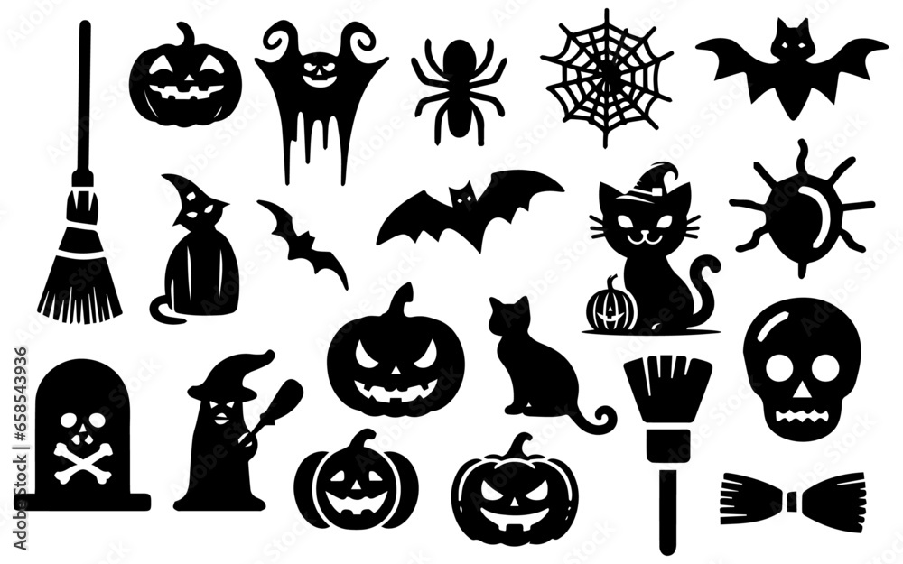 Fototapeta premium ghost Halloween vector silhouette full black color white background