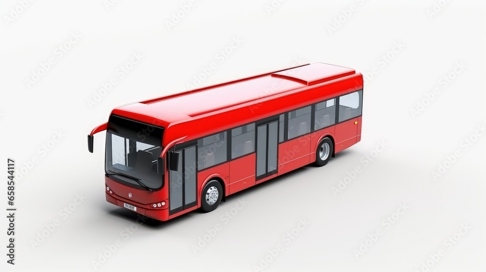 3d Illustration Simple Public Bus in Isolated Background