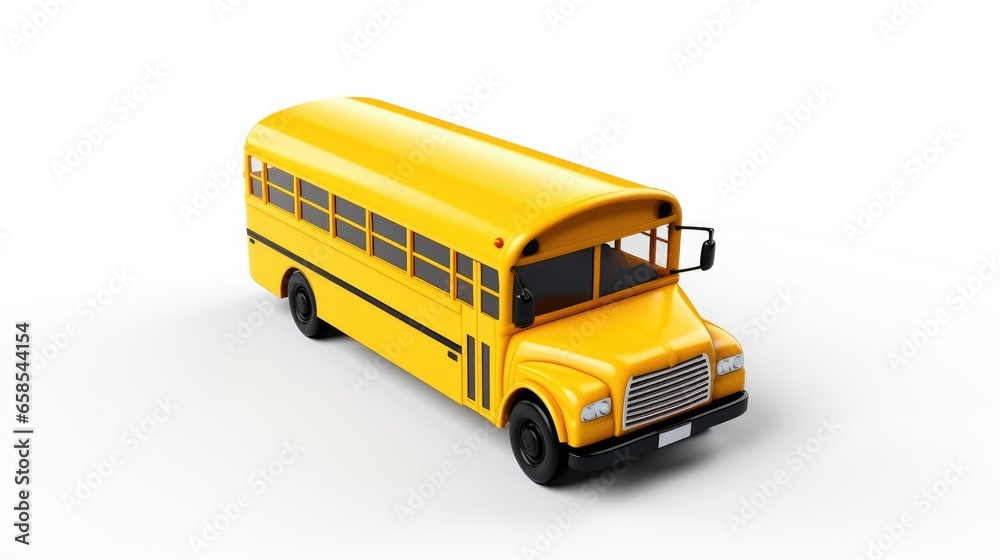 3d Illustration Simple School Bus in Isolated Background