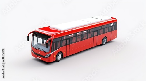 3d Illustration Simple Public Bus in Isolated Background