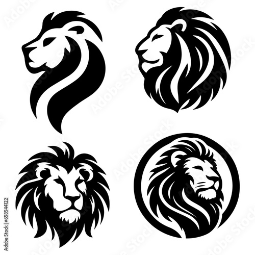 Photography Lion Logo concept vector illustration black color