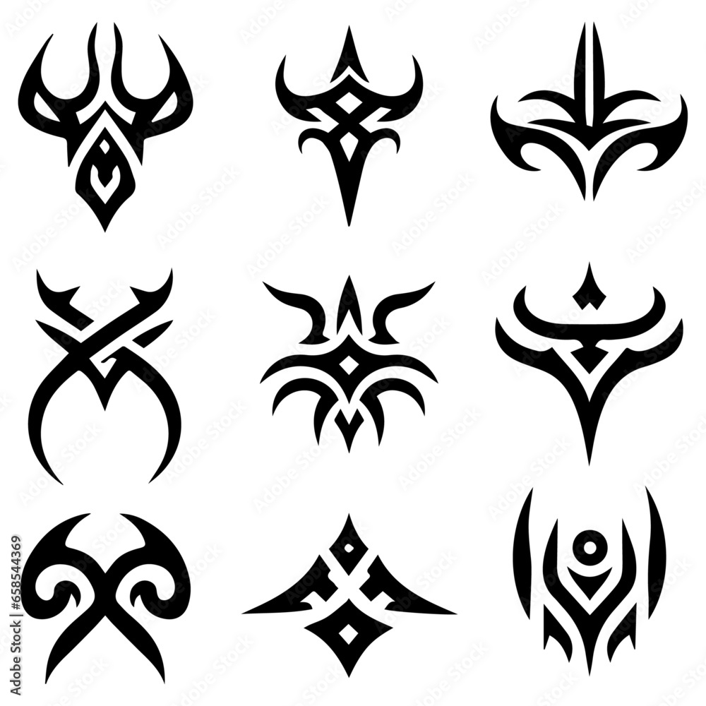 Tribal tattoo design vector illustration, modern tattoo design illustration Tribal tattoo design vector illustration, modern tattoo design illustration