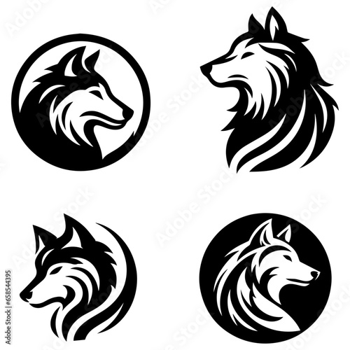 Wolf logo concept vector illustration black color a set of group