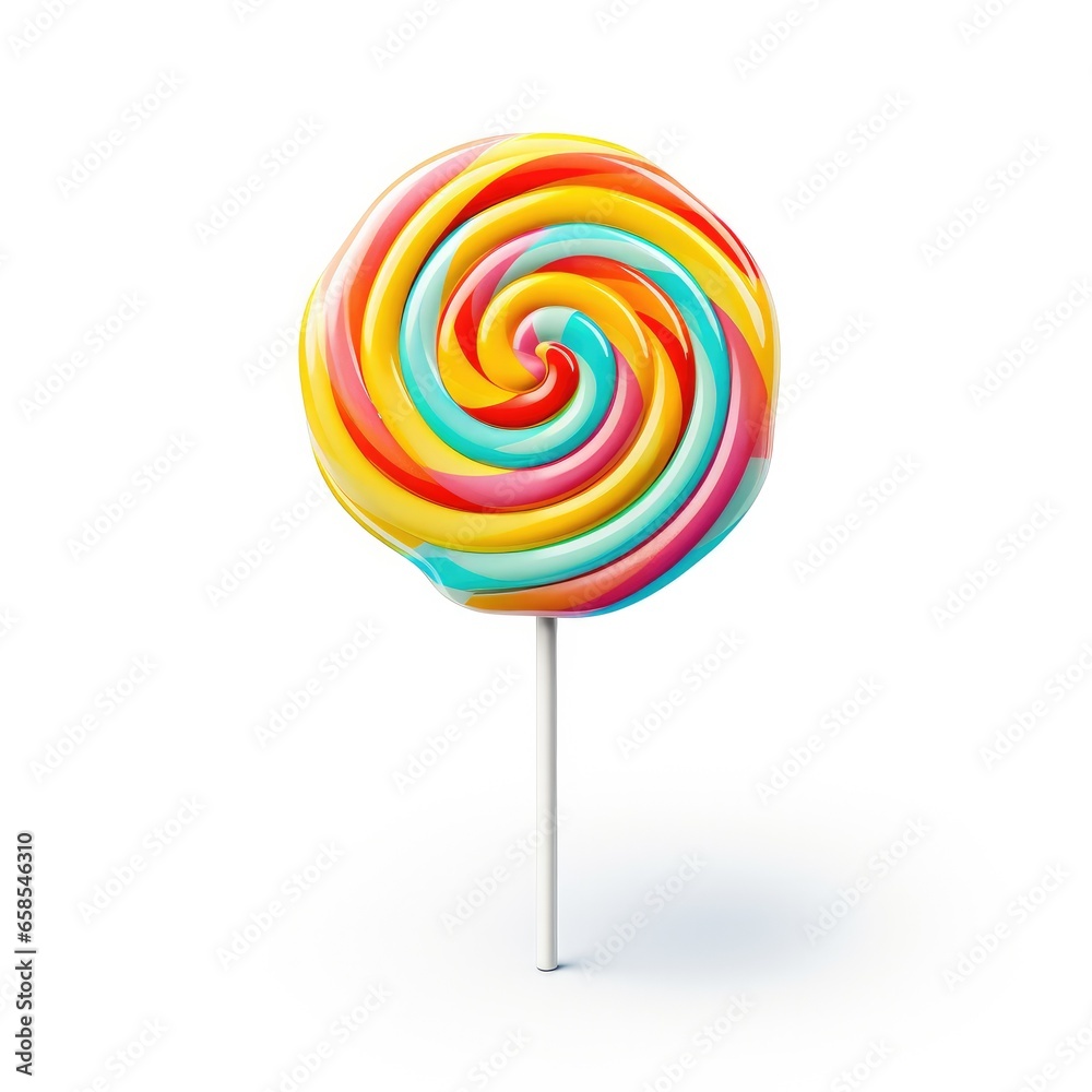 Sweet tasty colorful lollipop on a white background. Generative AI. Sweet tasty colorful lollipop on a white background. Generative AI.