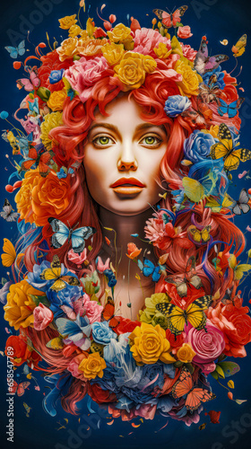 A woman with flowers in her hair. Melbourne Fringe Arts Festival poster 