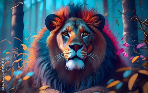 3D render nature animal realistic poster bright colors ai generative 