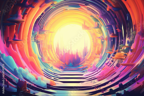 Abstract colorful psychedelic acid trip portal photo