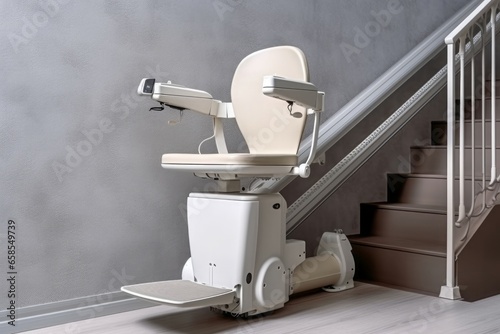 Disability chair stair lift. House device. Generate Ai