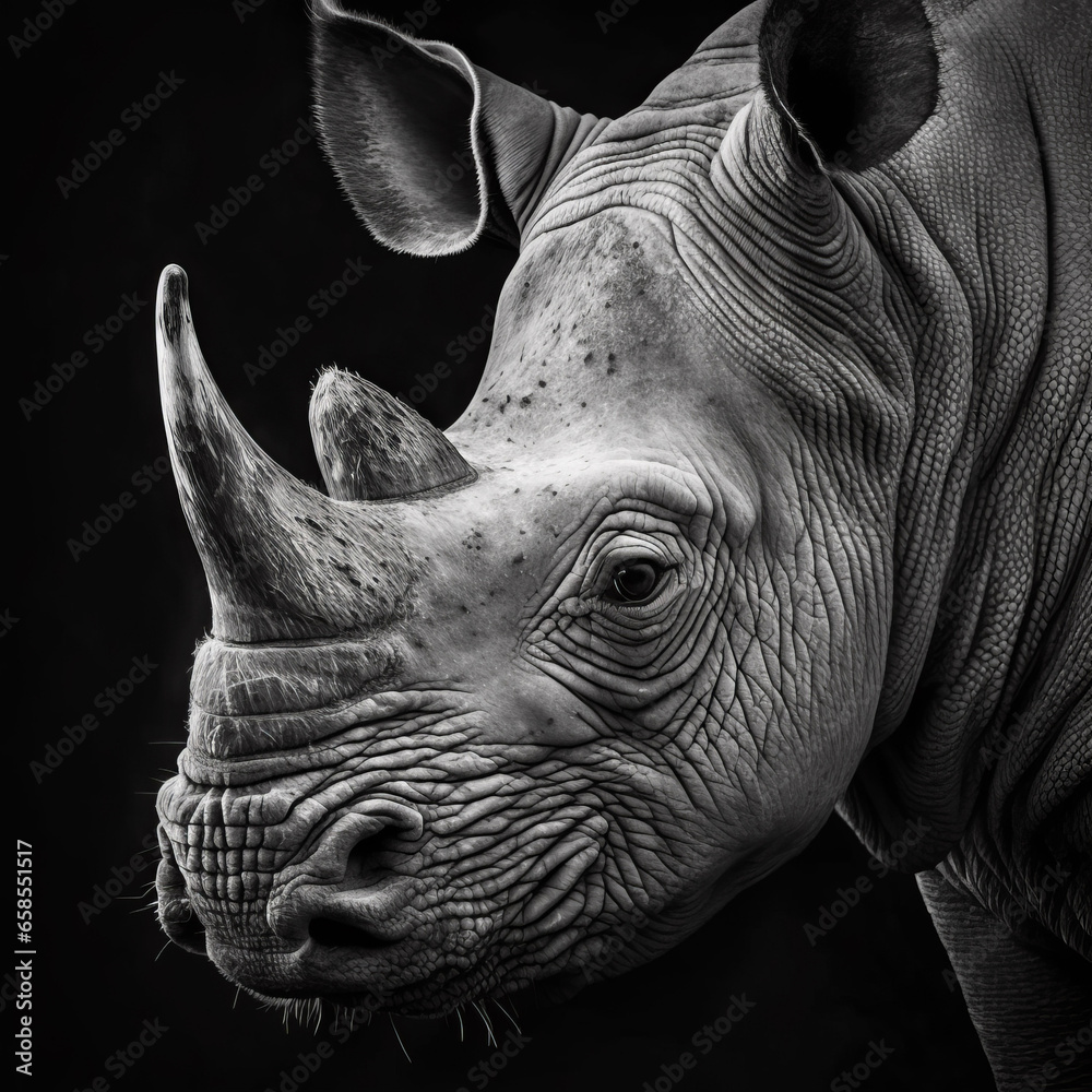 Fototapeta premium rhino on black