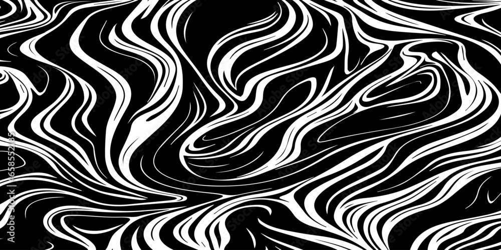 Abstract Black and white waves for a textured pattern on the background