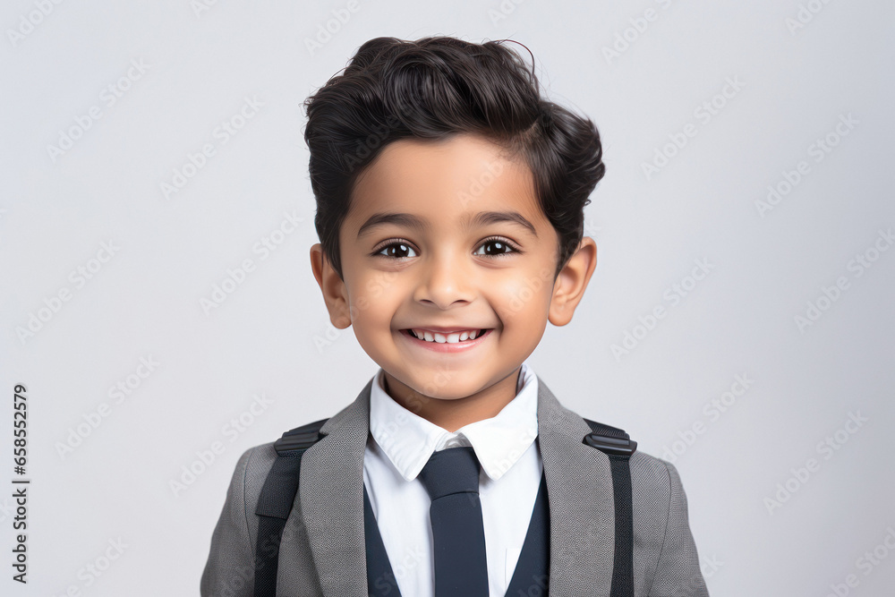 Cute indian little boy in suit, smiling on white background. Cute indian little boy in suit, smiling on white background.