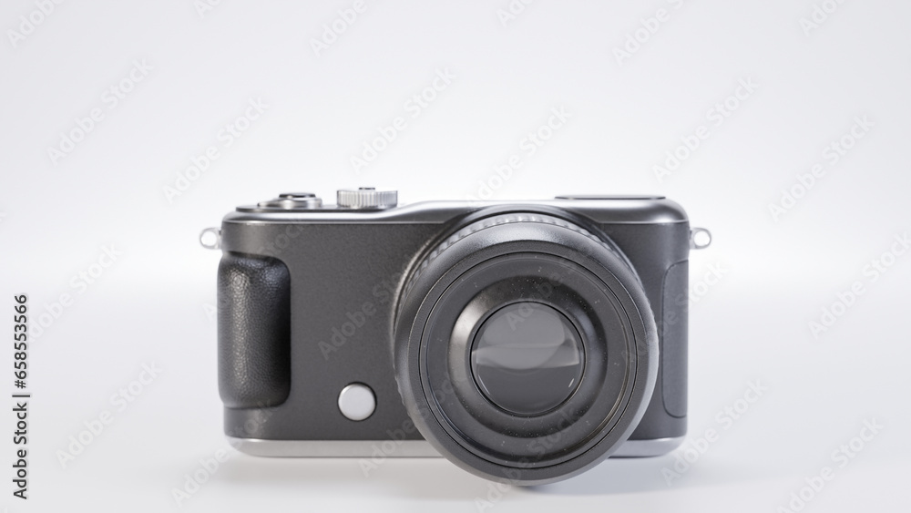 Pocket digital mirrorless camera product design concept premium photo 3d render