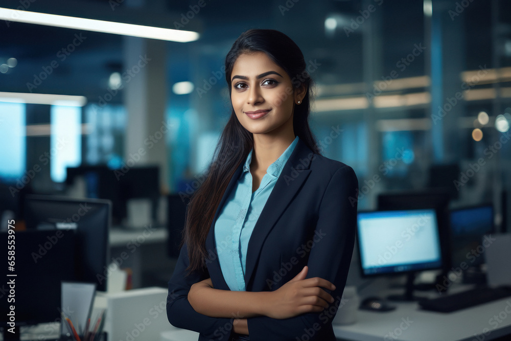Young indian businesswoman or corporate employee - obrazy, fototapety, plakaty 
