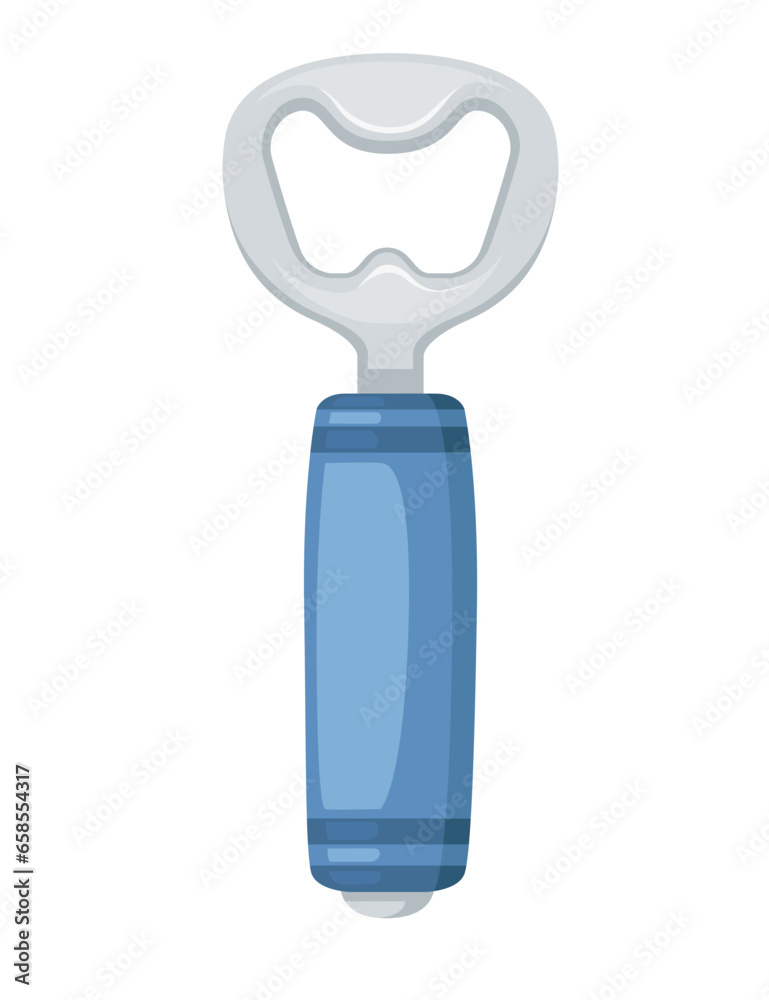 Old classic opener for beer bottles with plastic handle vector illustration isolated on white background Old classic opener for beer bottles with plastic handle vector illustration isolated on white background