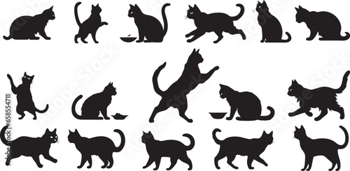 Fototapeta Naklejka Na Ścianę i Meble -  Black Cat Silhouette Vector icon for Creative Design Projects