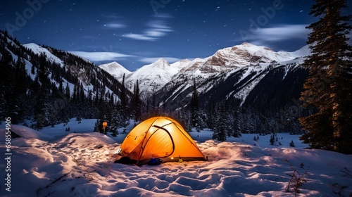 Winter Tent Camping in Colorado's Back-country. In a small orange tent on a cold snowy high country night.