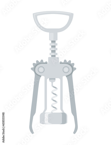 Steel Corkscrew wine bottle opener vector illustration isolated on the background