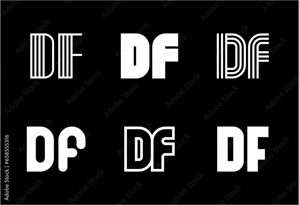 Set of letter DF logos. Abstract logos collection with letters. Geometrical abstract logos Set of letter DF logos. Abstract logos collection with letters. Geometrical abstract logos