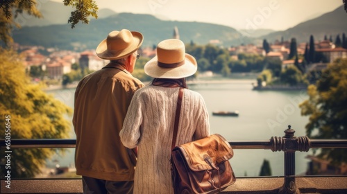 elderly couple, touring