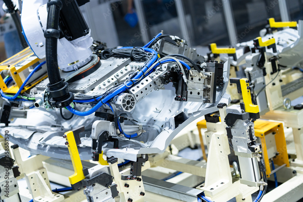 robot arm working in car factory