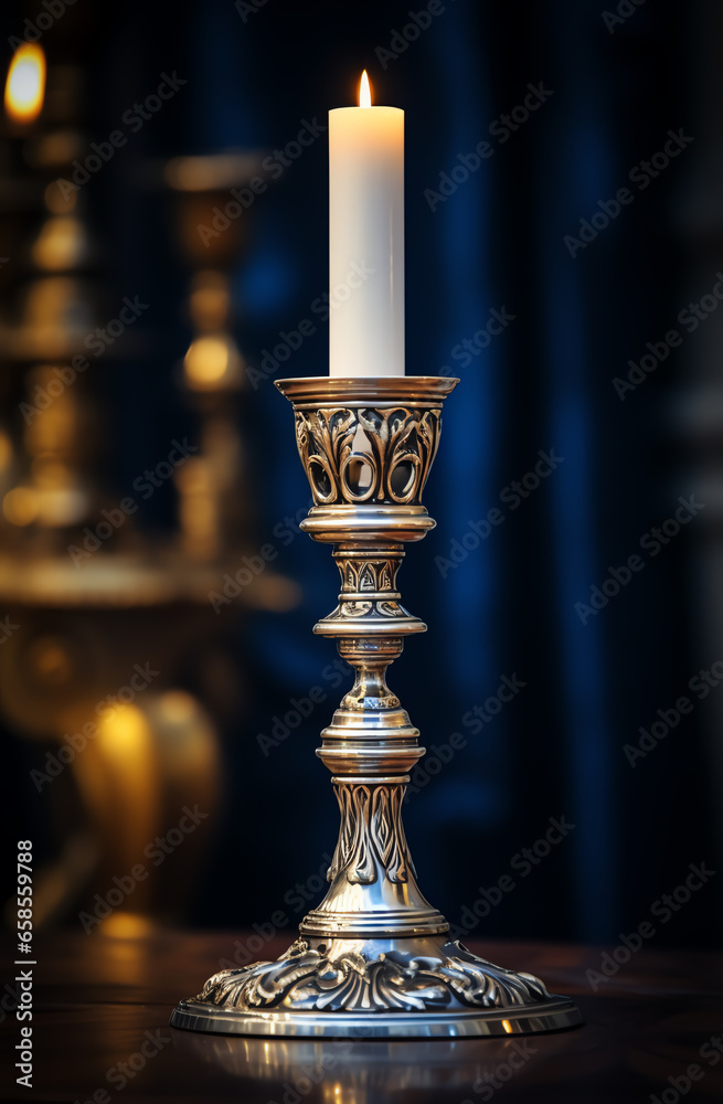 A flickering candle on a table A flickering candle on a table