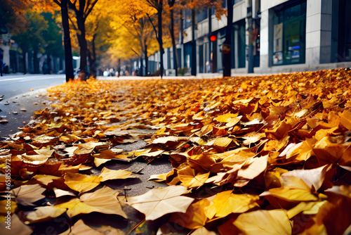 autumn leaves on the street, Generative AI