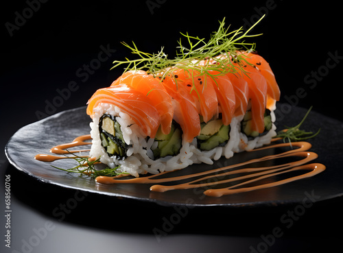 Salmon sushi roll.