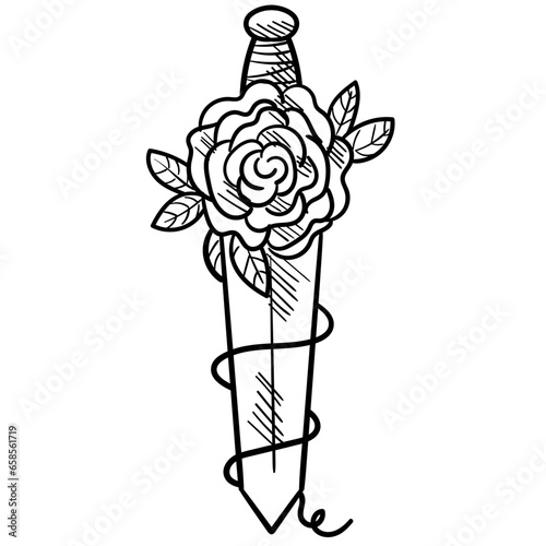 Hand Drawn Floral Dagger 