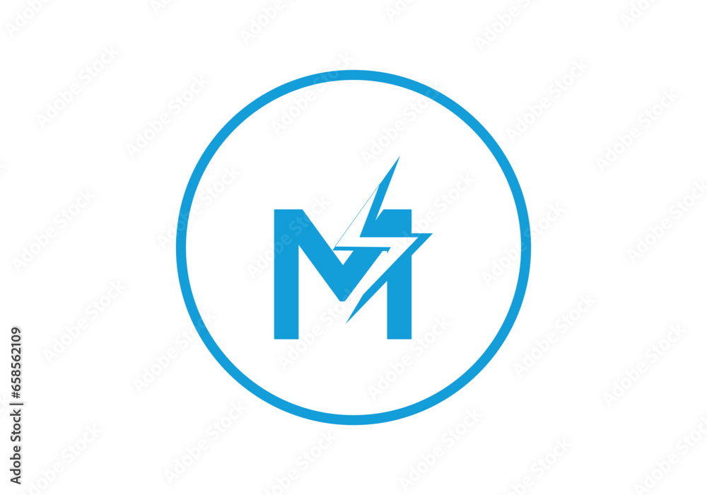 Initial letter M electric, thunder, power logo, and icon vector illustration Initial letter M electric, thunder, power logo, and icon vector illustration