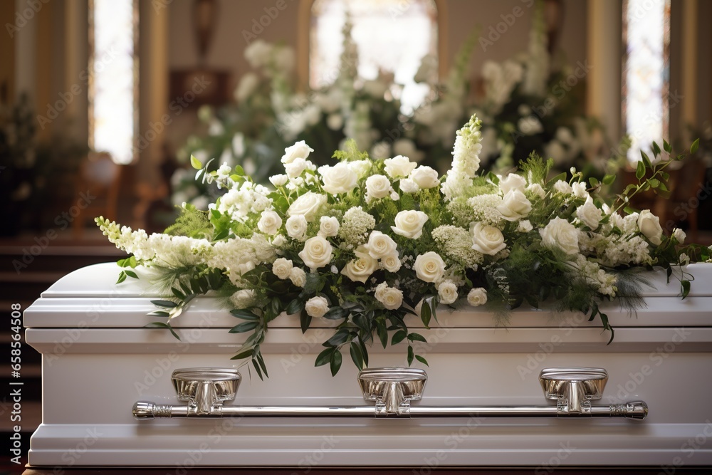 closeup shot of a colorful casket in a hearse or chapel before funeral or burial at cemetery closeup shot of a colorful casket in a hearse or chapel before funeral or burial at cemetery